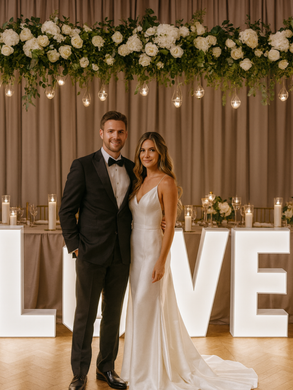 Pestrý nápis LOVE, světelná LED RGB písmena