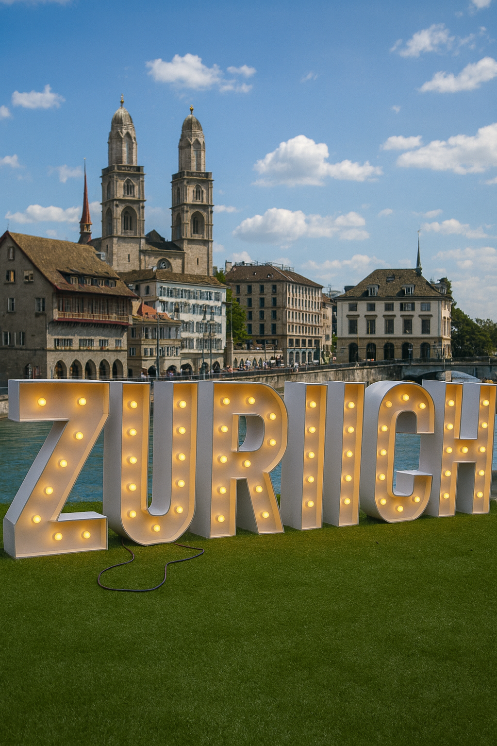 Písmeno Z – svíticí dekorace LED s žárovkami na akce a svatby