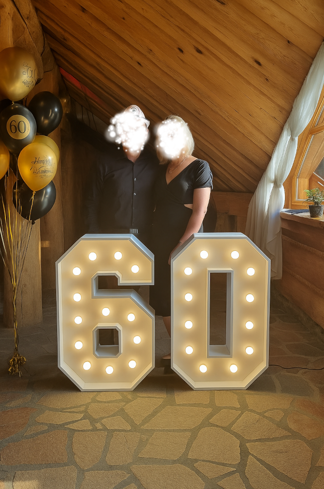 Číslice 6 – svíticí dekorace LED s žárovkami na narozeniny, výročí a eventy