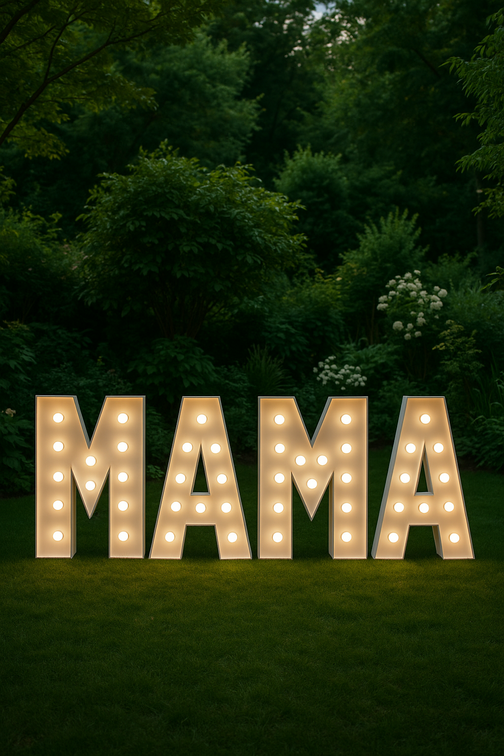 Písmeno M – svíticí dekorace LED s žárovkami na akce a svatby