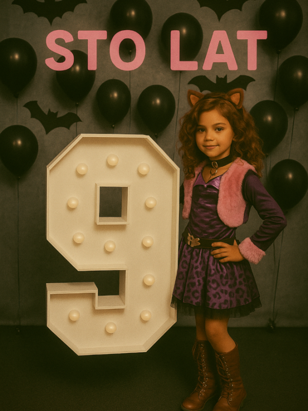 Číslice 9 – svíticí dekorace LED s žárovkami na narozeniny, výročí a eventy