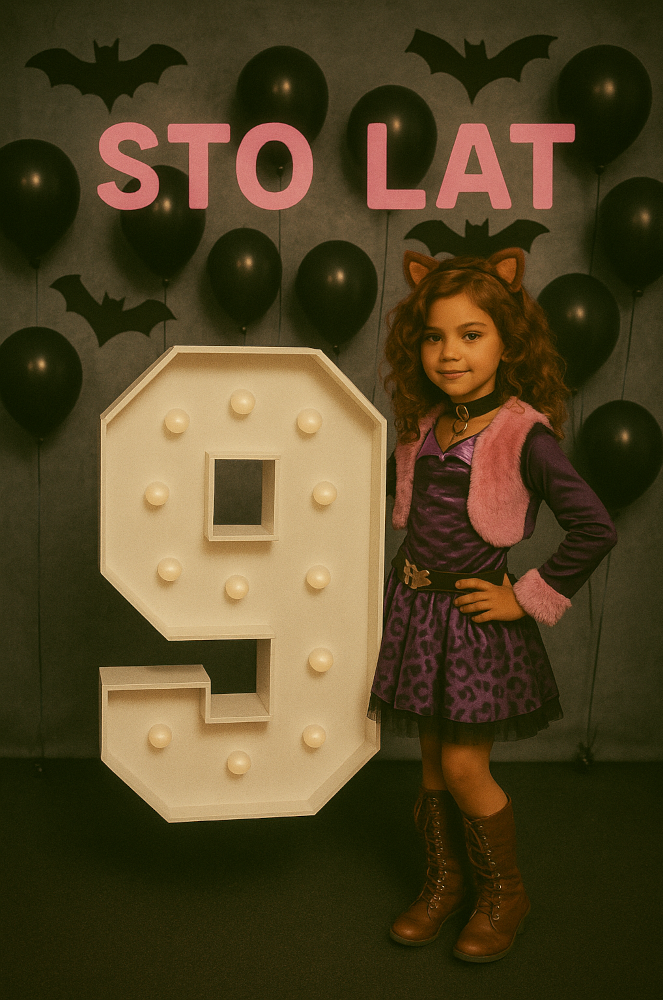 Číslice 9 – svíticí dekorace LED s žárovkami na narozeniny, výročí a eventy