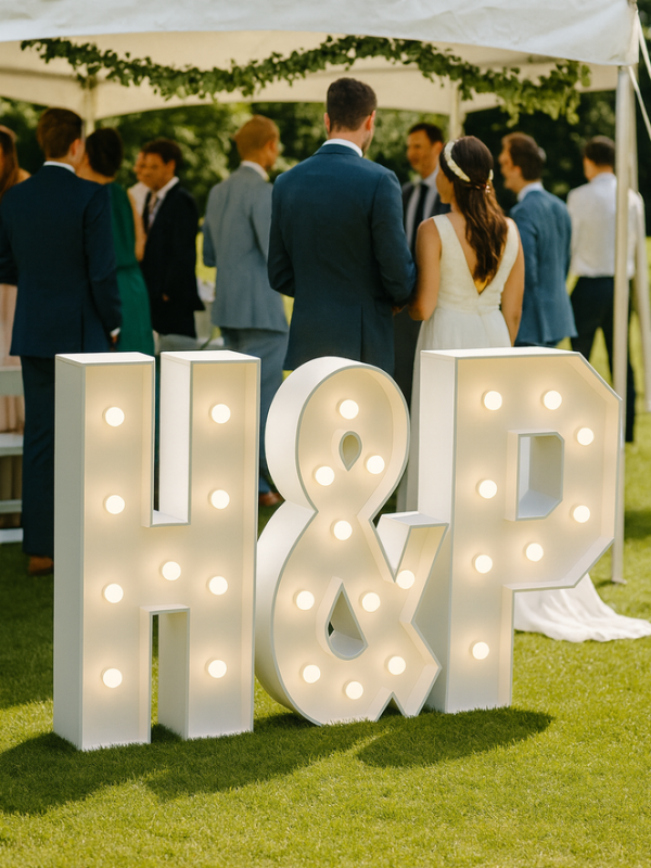 Písmeno H – svíticí dekorace LED s žárovkami na akce a svatby