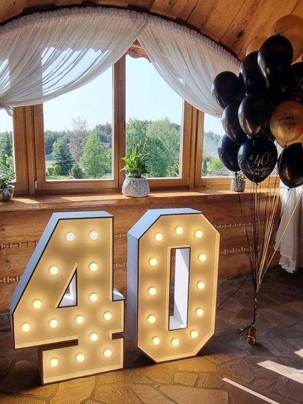 Číslice 0 – svíticí dekorace LED s žárovkami na narozeniny, výročí a eventy