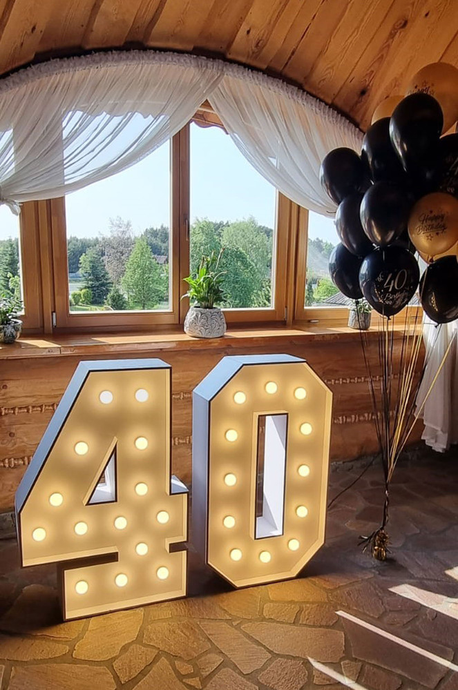 Číslice 0 – svíticí dekorace LED s žárovkami na narozeniny, výročí a eventy