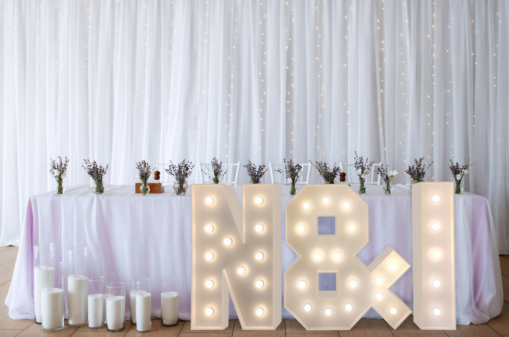 presidium of the newlyweds in the banquet hall of the restaurant