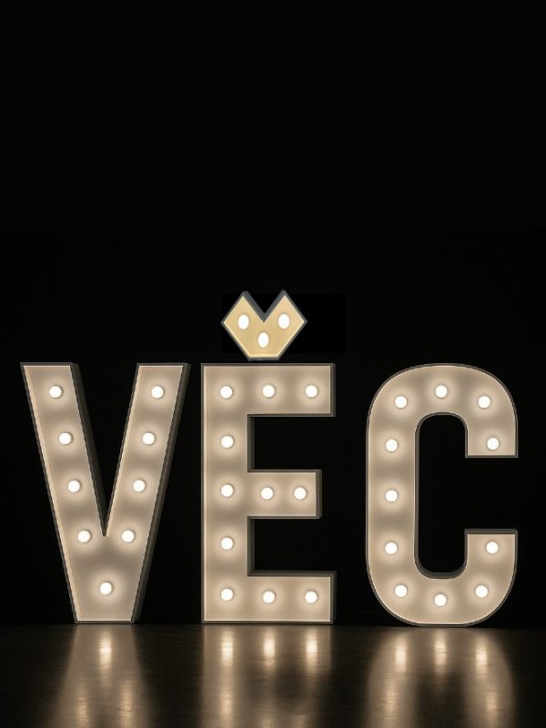 Háček (ˇ)– svíticí dekorace LED s žárovkami na akce a svatby